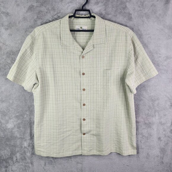 Mens Green Plaid Island Shores Shirt Short Sleeve Button Up Size XXL - Picture 2 of 10